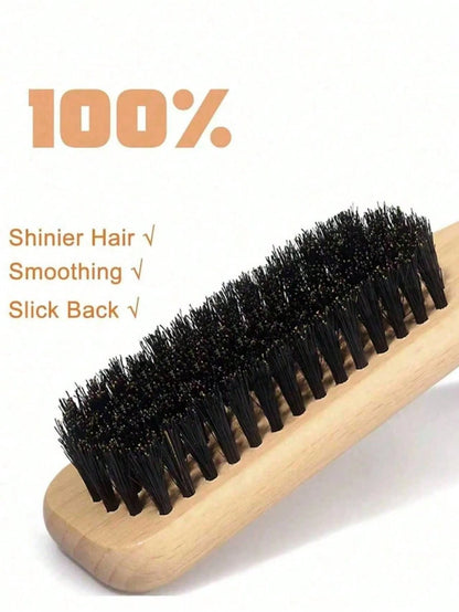Unisex Boar Bristle Hair Brush, Fragrance-Free Professional Hairstyling Brush. Can Smooth Frizzy Hair, Shape Hairstyles, Increase Hair Volume, With A Wooden Handle For Brushing Hair, Controlling The H