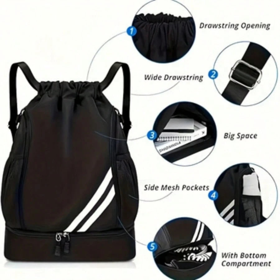 Unisex Lightweight Sports Backpack, Basketball Bag, Large Capacity Yoga Fitness Backpack With Adjustable Shoulder Straps, Drawstring Closure, Durable Polyester Lining, Gym Backpack, Secure Drawstring