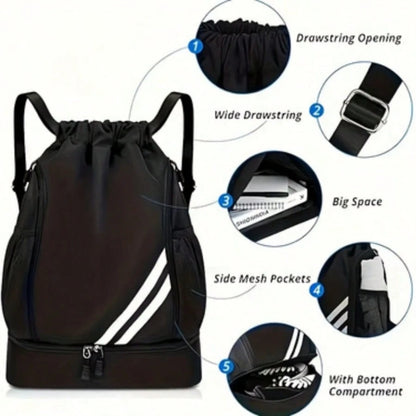 Unisex Lightweight Sports Backpack, Basketball Bag, Large Capacity Yoga Fitness Backpack With Adjustable Shoulder Straps, Drawstring Closure, Durable Polyester Lining, Gym Backpack, Secure Drawstring
