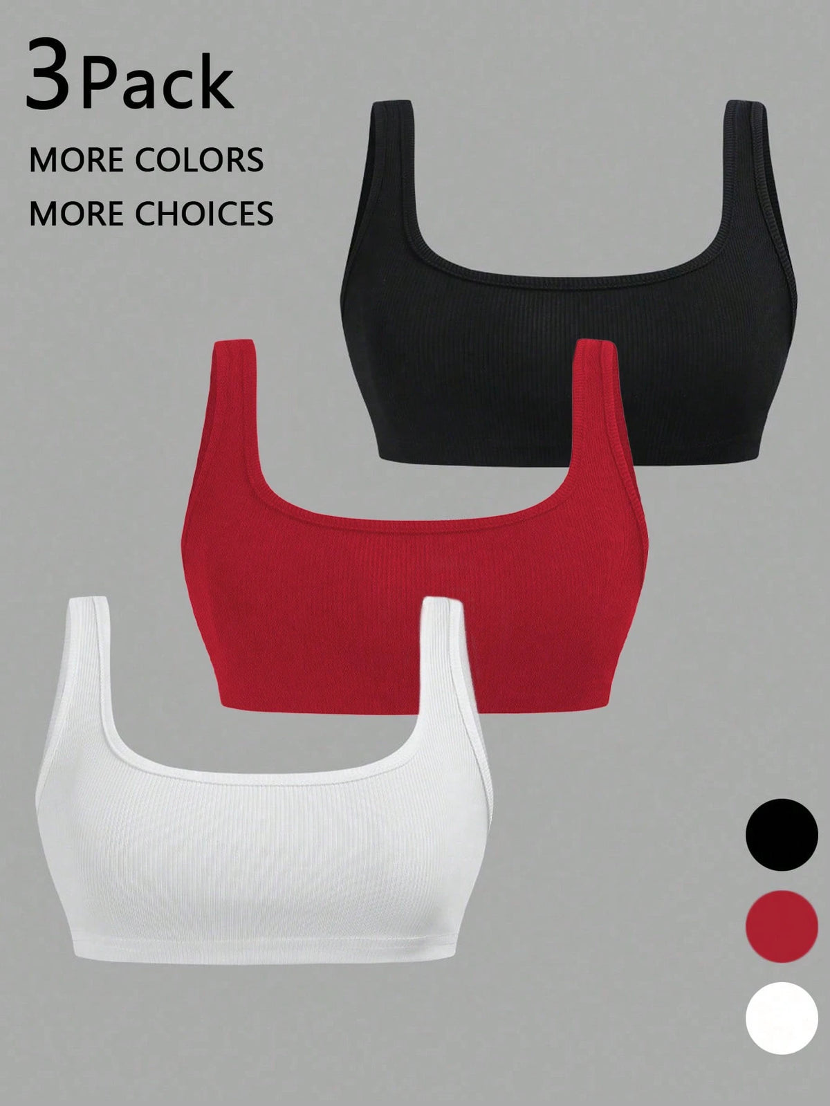 Unity Women Solid Color Scoop Neck Ribbed Knit Casual Tank Top
