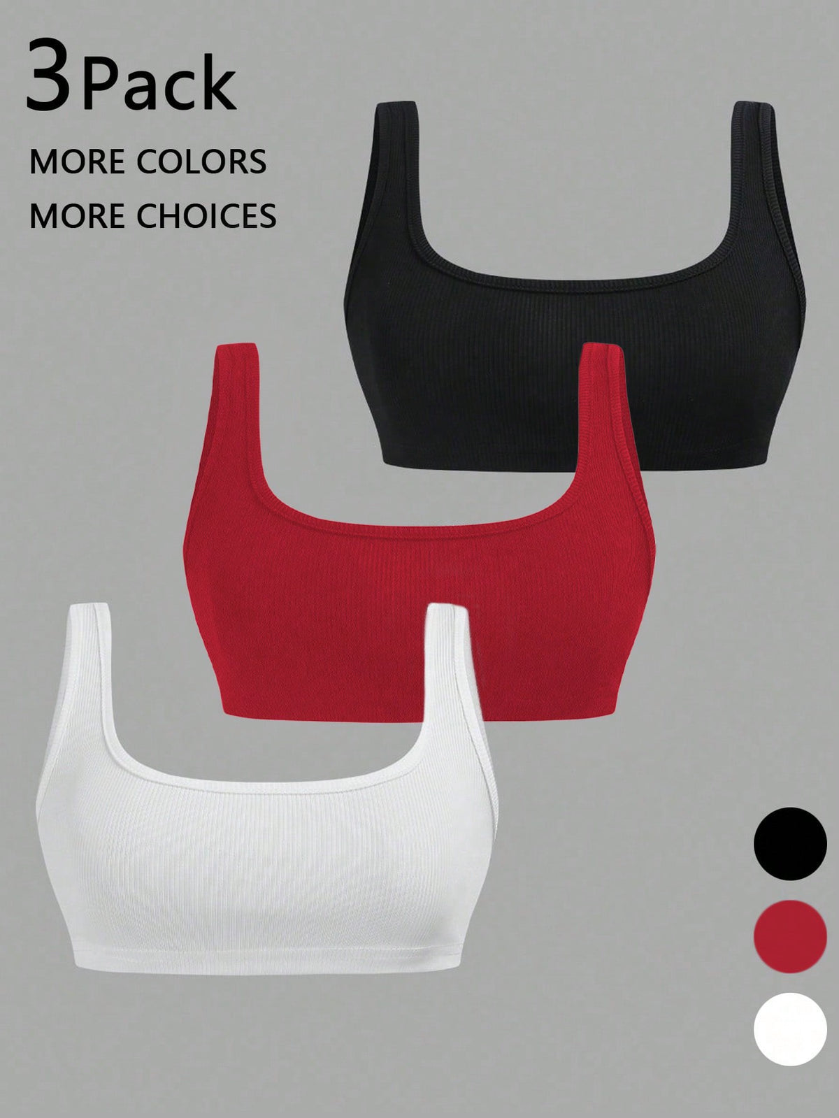 Unity Women Solid Color Scoop Neck Ribbed Knit Casual Tank Top