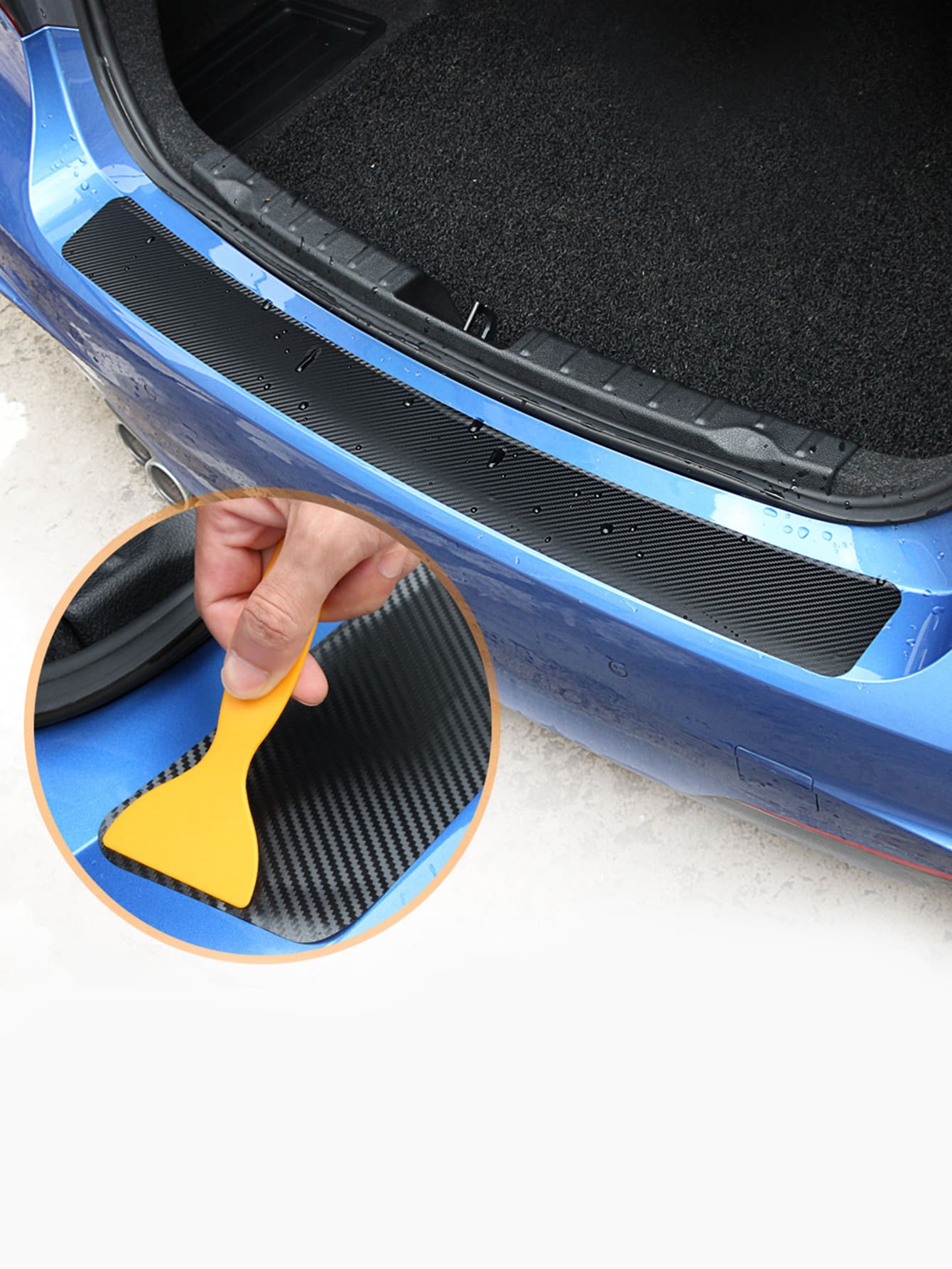 Universal Car Door Sill Carbon Fiber Sticker, Protective Rear Bumper Guard Anti-scratch Strips, Pedal Protector, Trunk Protective Pad
