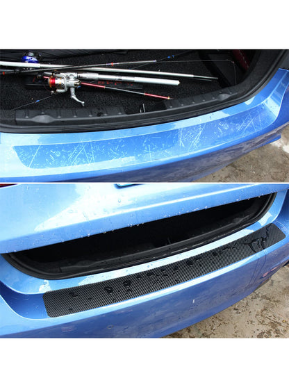 Universal Car Door Sill Carbon Fiber Sticker, Protective Rear Bumper Guard Anti-scratch Strips, Pedal Protector, Trunk Protective Pad