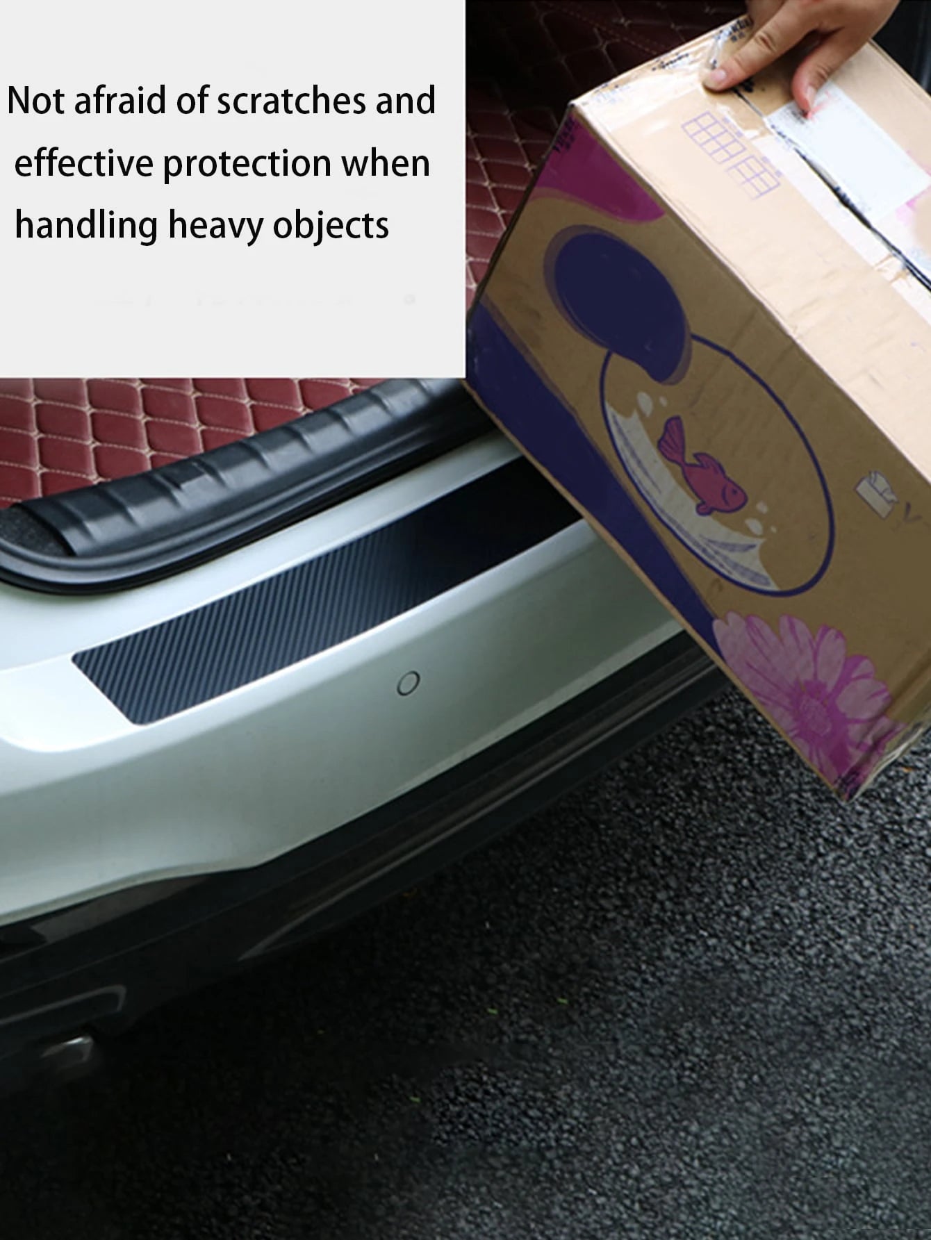 Universal Car Door Sill Carbon Fiber Sticker, Protective Rear Bumper Guard Anti-scratch Strips, Pedal Protector, Trunk Protective Pad