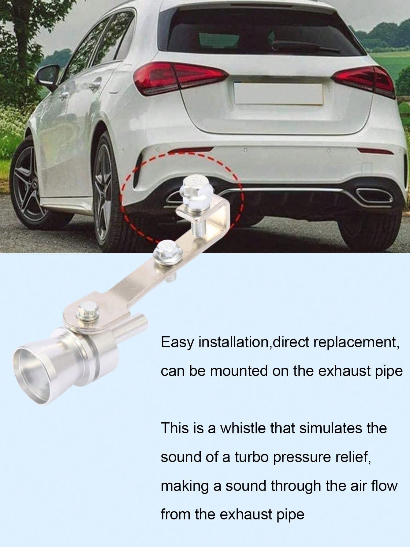 Universal Car Turbocharger Sound Simulator, Exhaust Muffler Sound Device, Aluminum Alloy Easy-To-Install Simulated Turbo Blow-Off Valve Whistle Sound, Suitable For Cars, SUVs, Motorcycles