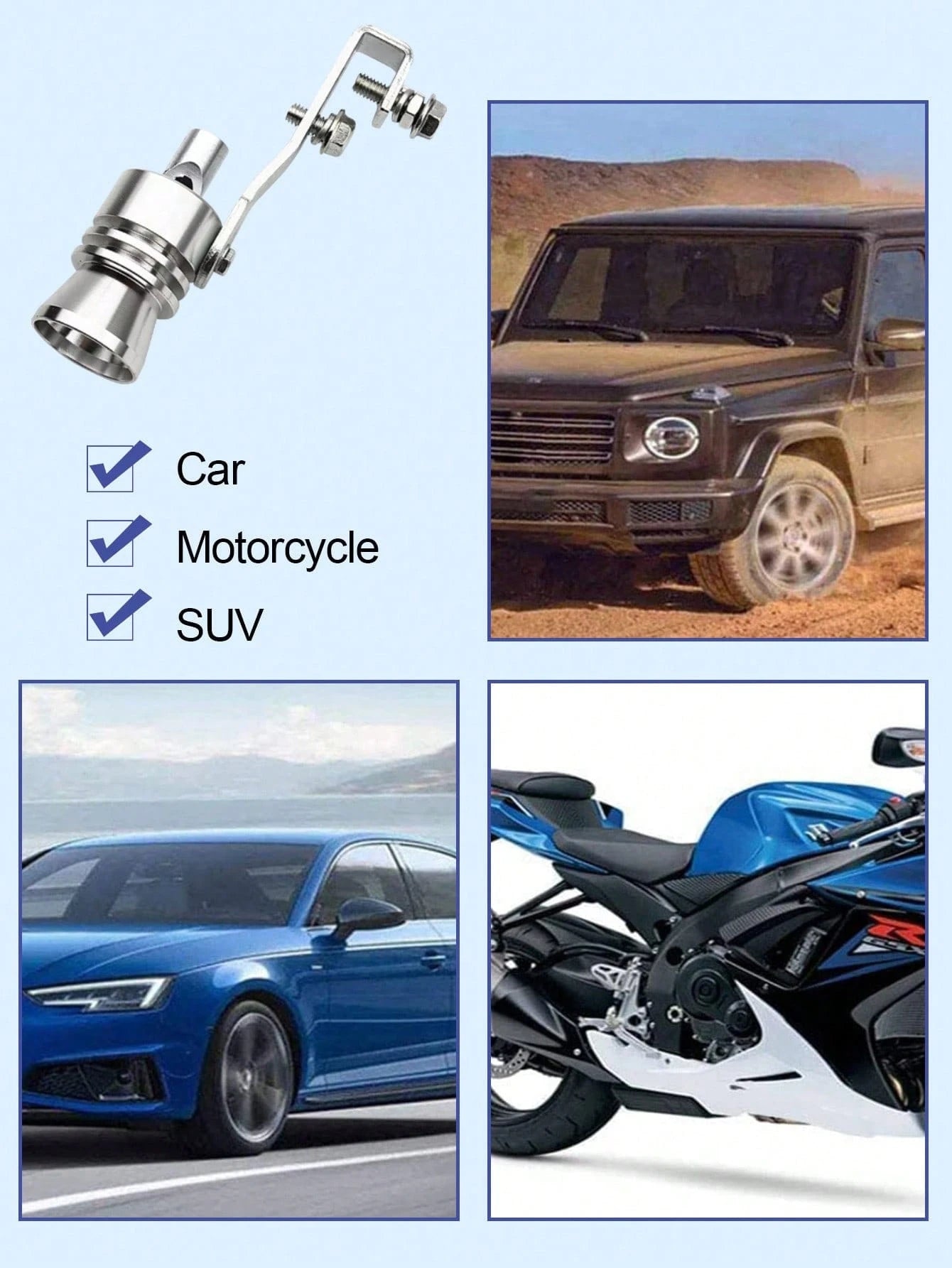 Universal Car Turbocharger Sound Simulator, Exhaust Muffler Sound Device, Aluminum Alloy Easy-To-Install Simulated Turbo Blow-Off Valve Whistle Sound, Suitable For Cars, SUVs, Motorcycles