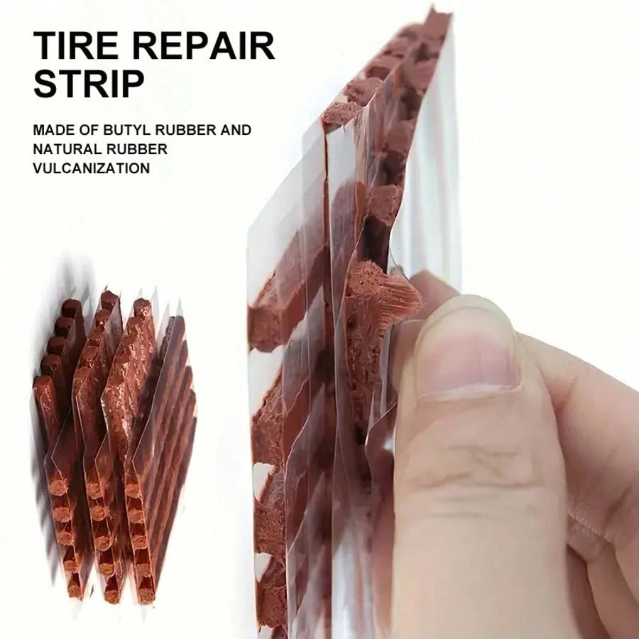 Universal Tire Repair Kit – 4-Piece Portable Emergency Set For Car/Motorcycle/E-Scooter| Includes Plug Insertion Tool & Rubber Strings (Works With Tubeless Tires)| Compact Roadside Fix Kit