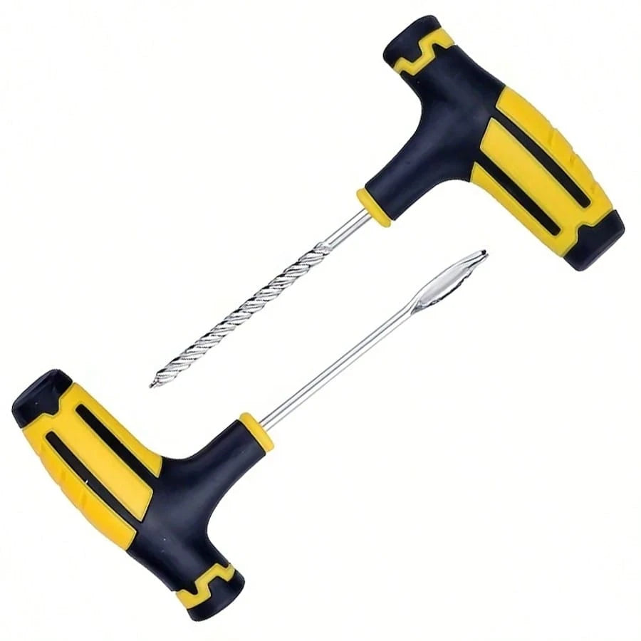 Universal Tire Repair Kit – 4-Piece Portable Emergency Set For Car/Motorcycle/E-Scooter| Includes Plug Insertion Tool & Rubber Strings (Works With Tubeless Tires)| Compact Roadside Fix Kit