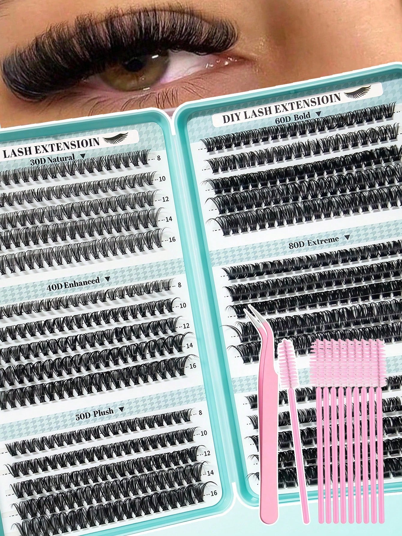 Unleash Your Inner Beauty Guru With Our All-In-One Lash Kit! Featuring Of Premium Individual Cluster Lashes (Mixed 40D/50D/60D/80D)