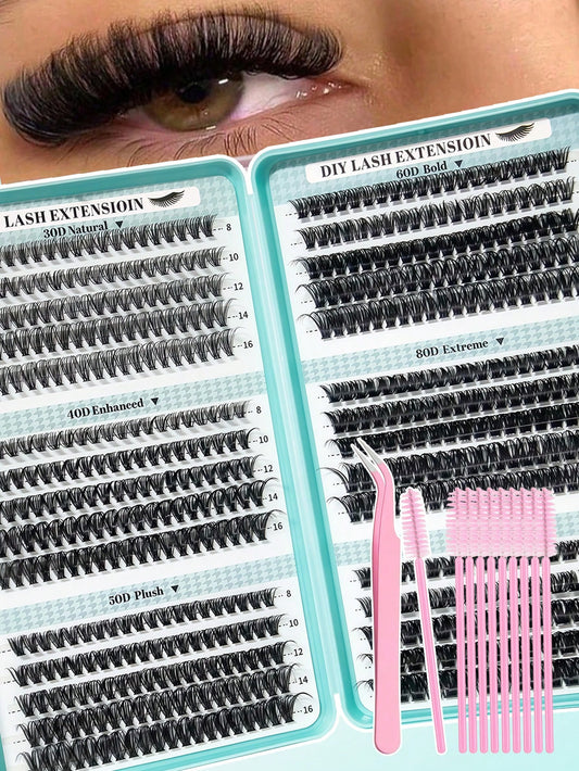 Unleash Your Inner Beauty Guru With Our All-In-One Lash Kit! Featuring Of Premium Individual Cluster Lashes (Mixed 40D/50D/60D/80D)