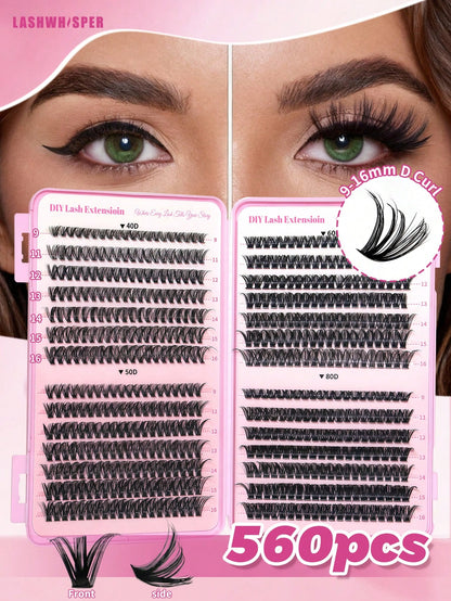 Unleash Your Inner Beauty Guru With Our All-In-One Lash Kit! Featuring Of Premium Individual Cluster Lashes (Mixed 40D/50D/60D/80D)