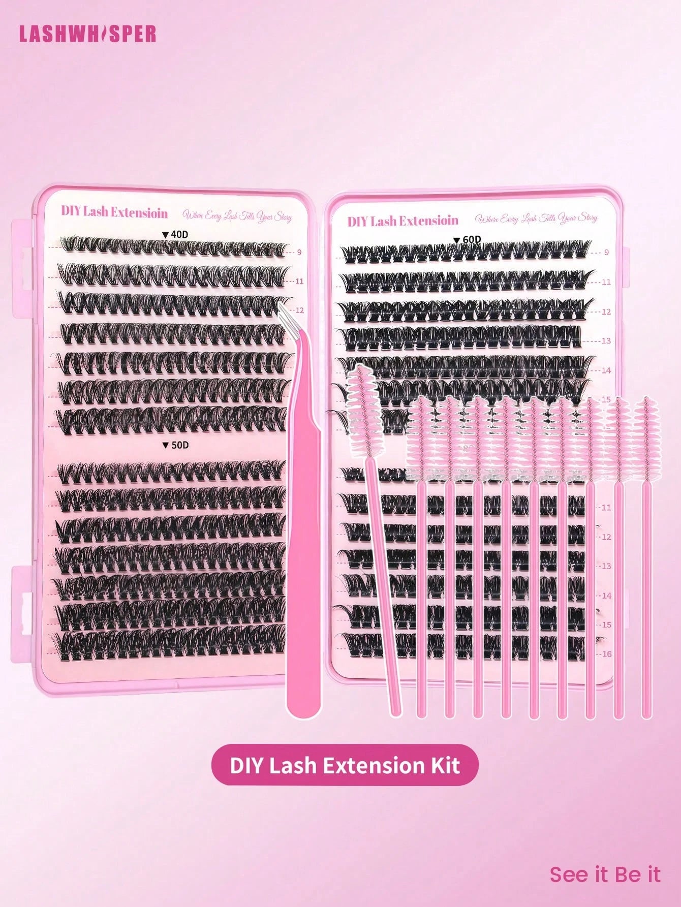 Unleash Your Inner Beauty Guru With Our All-In-One Lash Kit! Featuring Of Premium Individual Cluster Lashes (Mixed 40D/50D/60D/80D)