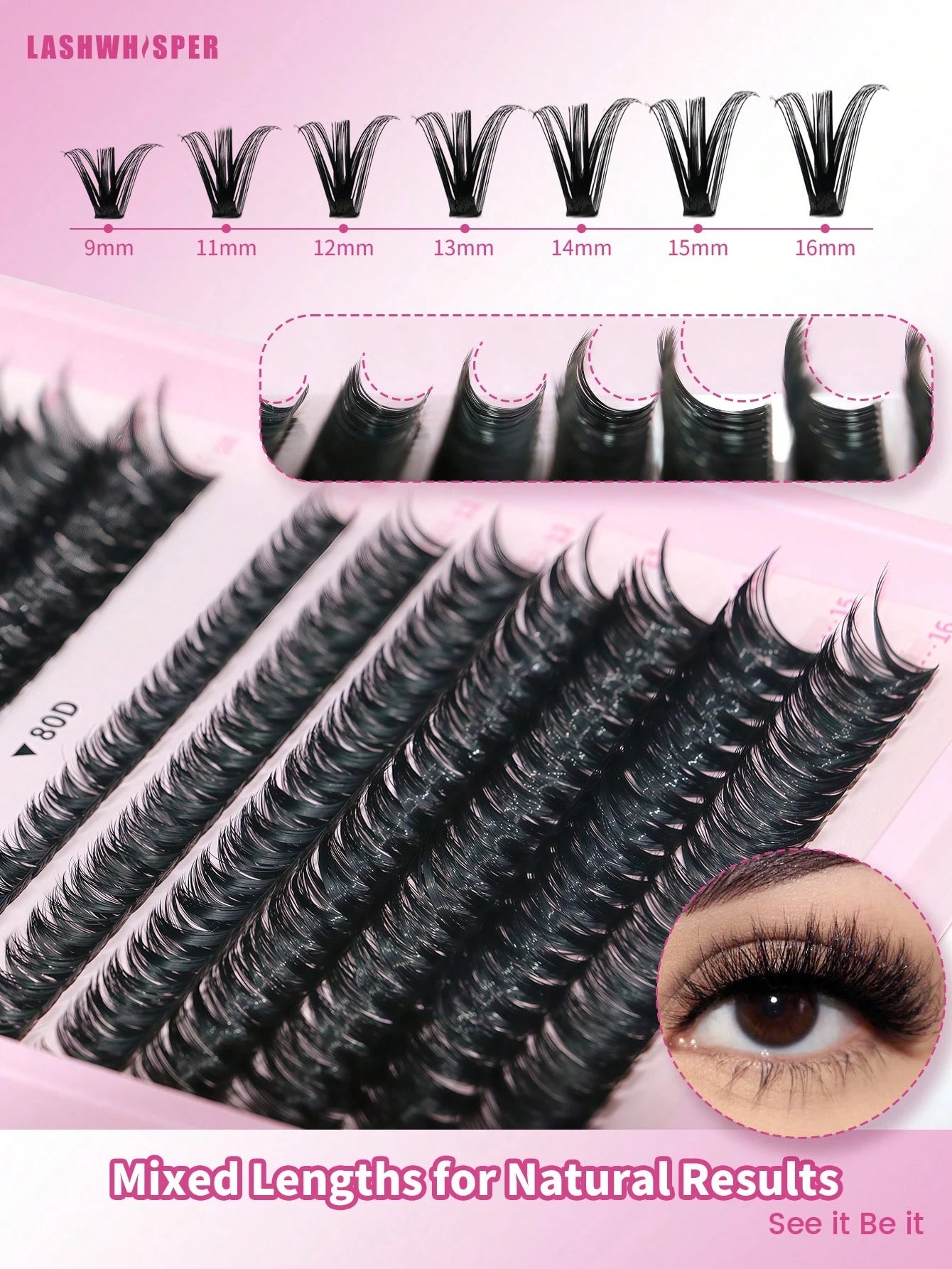 Unleash Your Inner Beauty Guru With Our All-In-One Lash Kit! Featuring Of Premium Individual Cluster Lashes (Mixed 40D/50D/60D/80D)
