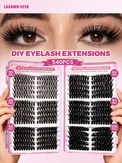 Unleash Your Inner Beauty Guru With Our All-In-One Lash Kit! Featuring Of Premium Individual Cluster Lashes (Mixed 40D/50D/60D/80D)