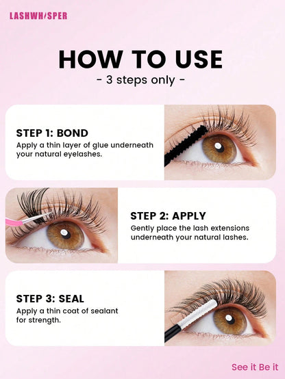 Unleash Your Inner Beauty Guru With Our All-In-One Lash Kit! Featuring Of Premium Individual Cluster Lashes (Mixed 40D/50D/60D/80D)