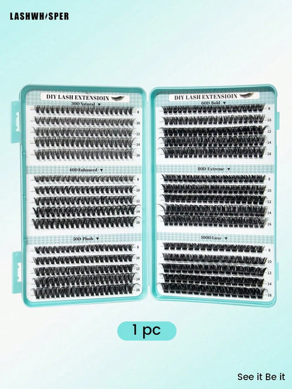 Unleash Your Inner Beauty Guru With Our All-In-One Lash Kit! Featuring Of Premium Individual Cluster Lashes (Mixed 40D/50D/60D/80D)