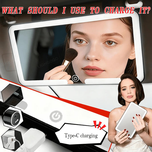 Upgraded Ultra-Thin Version Car Sun Visor Vanity Mirror Rechargeable With 3 Light Modes And LED For Car Truck SUV Rearview Mirror With Dimmable Touch Screen, Car Rearview Mirror As A Gift For Women