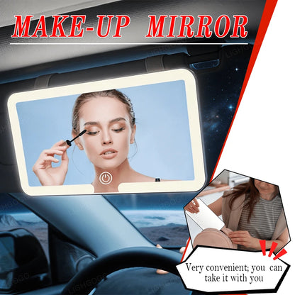 Upgraded Ultra-Thin Version Car Sun Visor Vanity Mirror Rechargeable With 3 Light Modes And LED For Car Truck SUV Rearview Mirror With Dimmable Touch Screen, Car Rearview Mirror As A Gift For Women