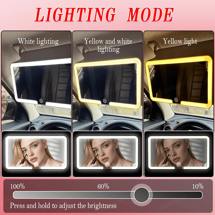 Upgraded Ultra-Thin Version Car Sun Visor Vanity Mirror Rechargeable With 3 Light Modes And LED For Car Truck SUV Rearview Mirror With Dimmable Touch Screen, Car Rearview Mirror As A Gift For Women