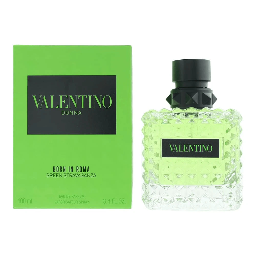 VALENTINO Born In Roma Donna Green Stravaganza EDP Spray 100ml/ 3.4 Fl Oz Women Perfume, Amber Floral Woody Scent, With Box