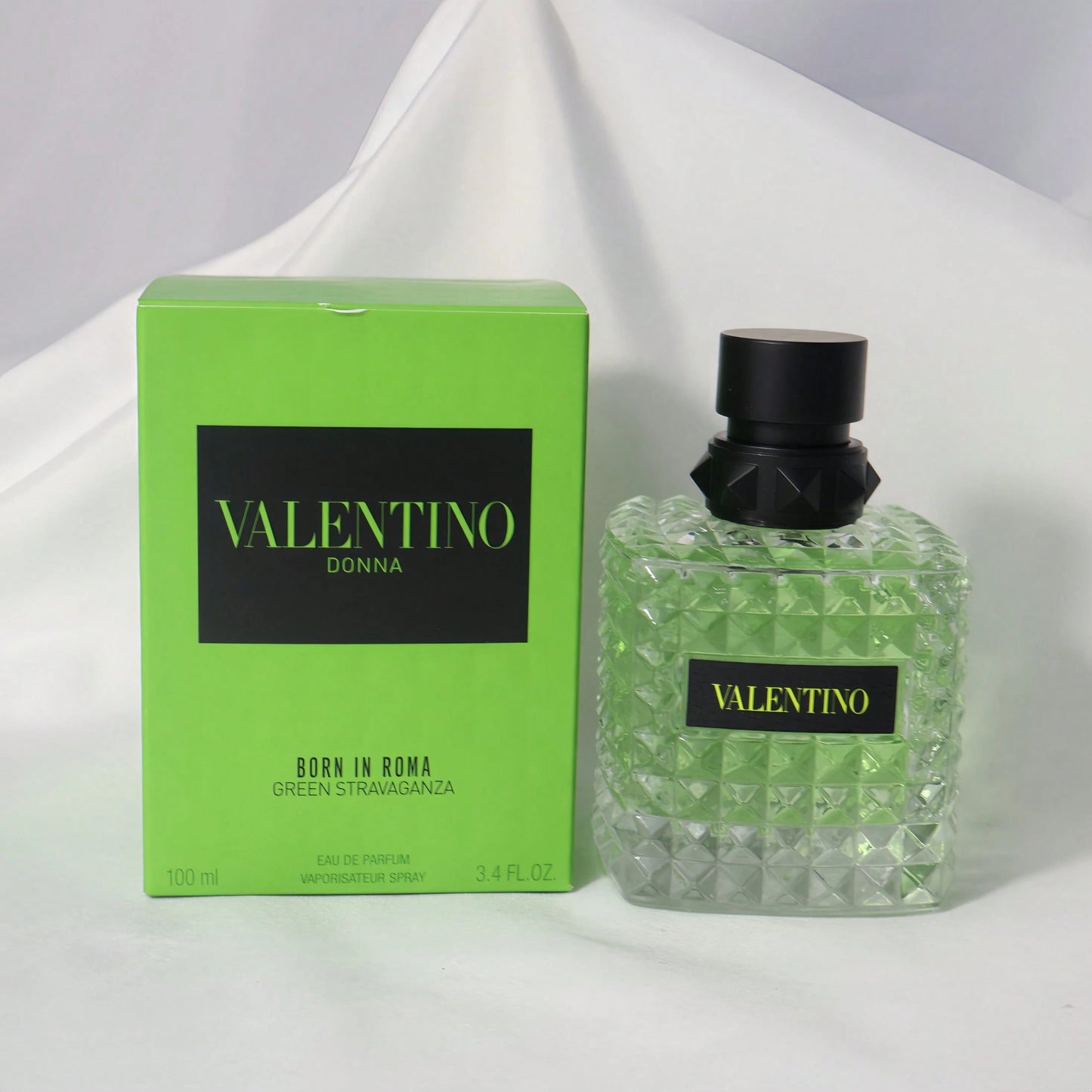 VALENTINO Born In Roma Donna Green Stravaganza EDP Spray 100ml/ 3.4 Fl Oz Women Perfume, Amber Floral Woody Scent, With Box