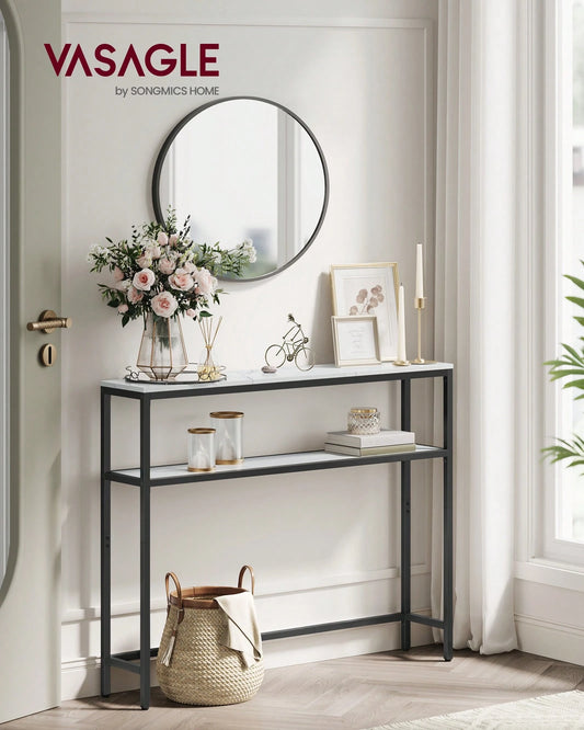 VASAGLE Console Table, 2-Tier Narrow Sofa Table With 2 Shelves, 7.9 X 31.5 X 31.5 Inches, For Living Room, Hallway, Entryway