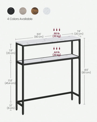 VASAGLE Console Table, 2-Tier Narrow Sofa Table With 2 Shelves, 7.9 X 31.5 X 31.5 Inches, For Living Room, Hallway, Entryway