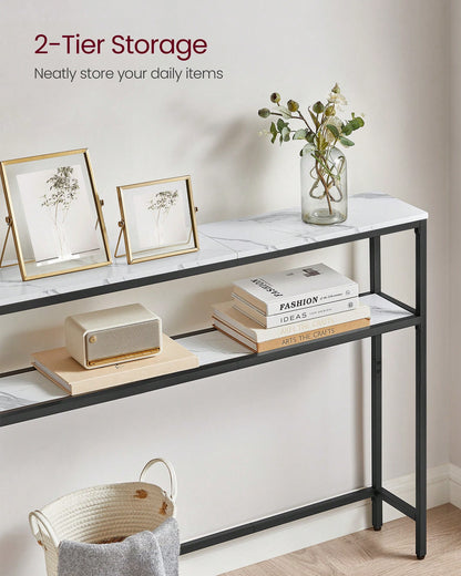 VASAGLE Console Table, 2-Tier Narrow Sofa Table With 2 Shelves, 7.9 X 31.5 X 31.5 Inches, For Living Room, Hallway, Entryway