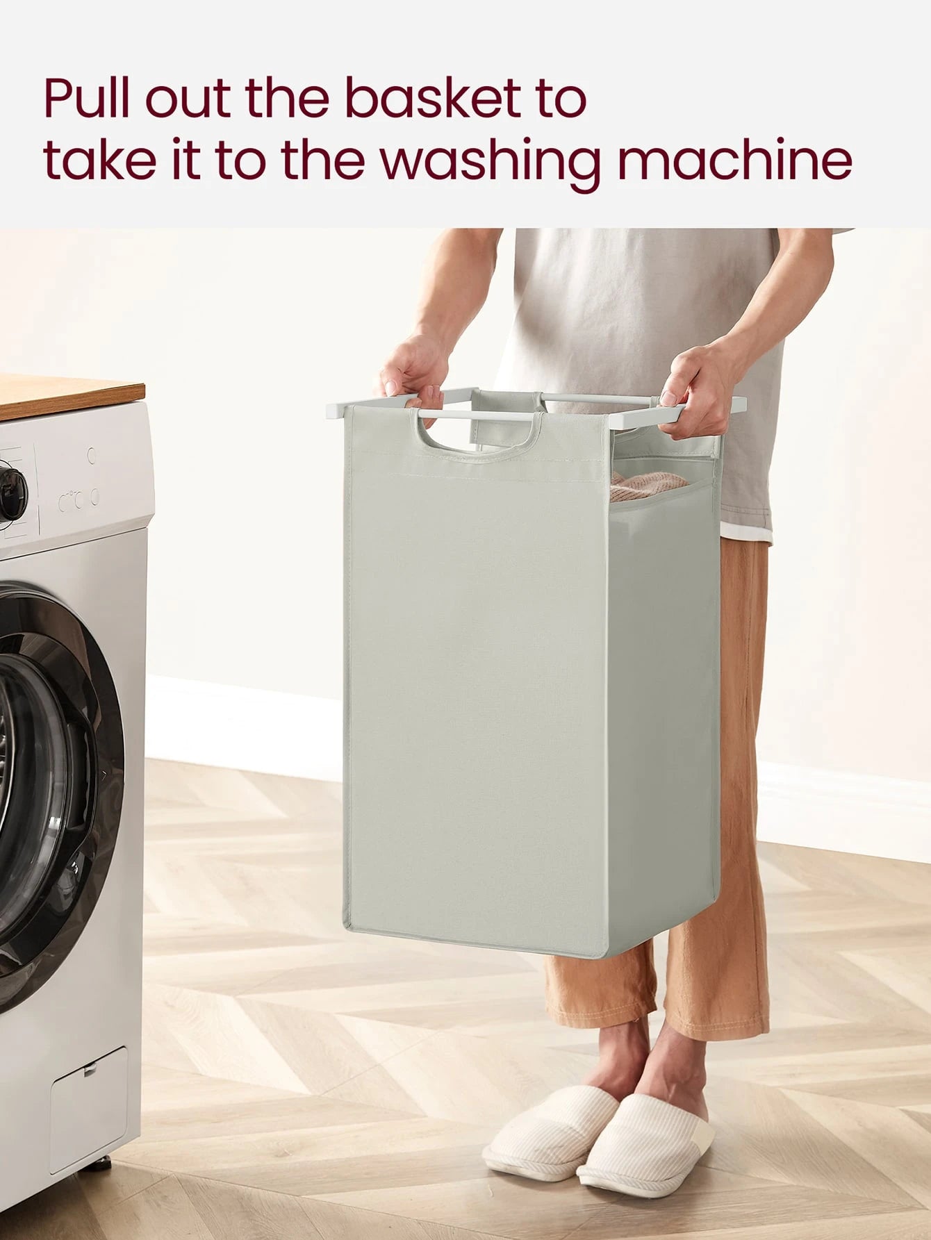 VASAGLE Laundry Hamper, Laundry Basket, Laundry Sorter With 3 Pull-Out And Removable Bags, 1 Storage Shelf, 10 Gal Capacity Per Bag, For Bathroom, Laundry Room, Cream White And Cloud White UBLH301W01