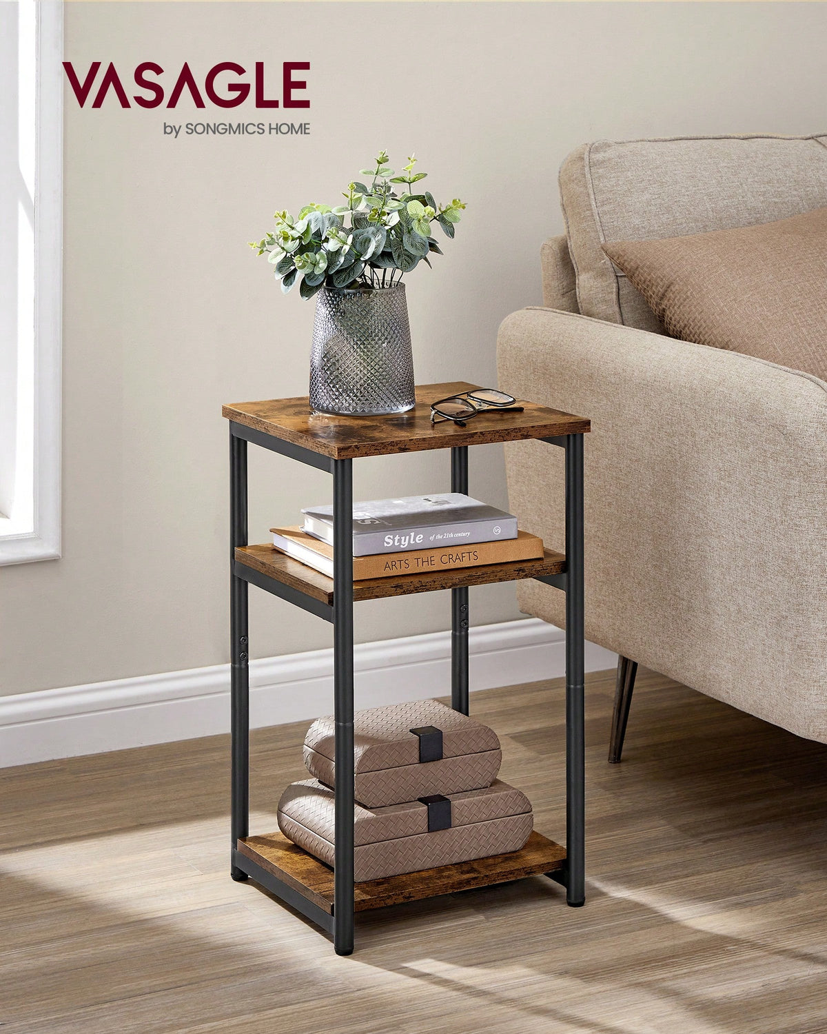 VASAGLE Side Table, Small End Table, Tall Nightstand For Living Room, Bedroom, Office, Bathroom