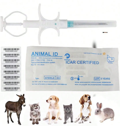 VENREA Universal Pet Microchip 134.2khz Registration Animal Implant Chip FDX-B Pet ID Microchip For The Management And Tracking Of Dog Cat Cow Pig Rabbit Pigeon Fish (1 Pack, 1.4x8mm)