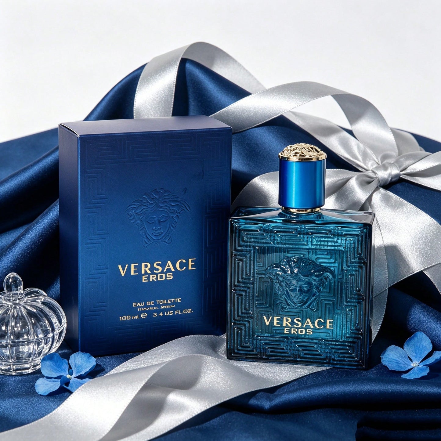 Versace Eros Eau De Toilette Spray For Men Vibrant Fresh Mint Green Apple Seductive Men Cologne, 3.4 Oz/ 100 Ml