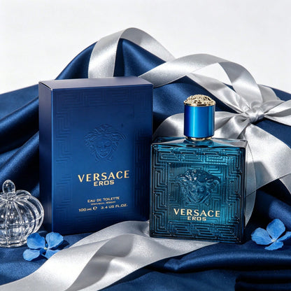 Versace Eros Eau De Toilette Spray For Men Vibrant Fresh Mint Green Apple Seductive Men Cologne, 3.4 Oz/ 100 Ml