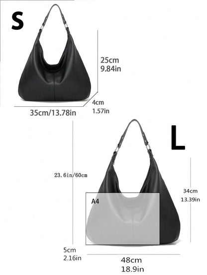 Vintage Tote Bag For Women, New Fashion Large Capacity Shoulder Handbag, Soft Leather Underarm Bag