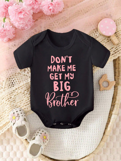 Vintaside Kids Baby Girl Casual Flower & Letter Slogan Printed Triangle Bodysuit With Short Sleeves