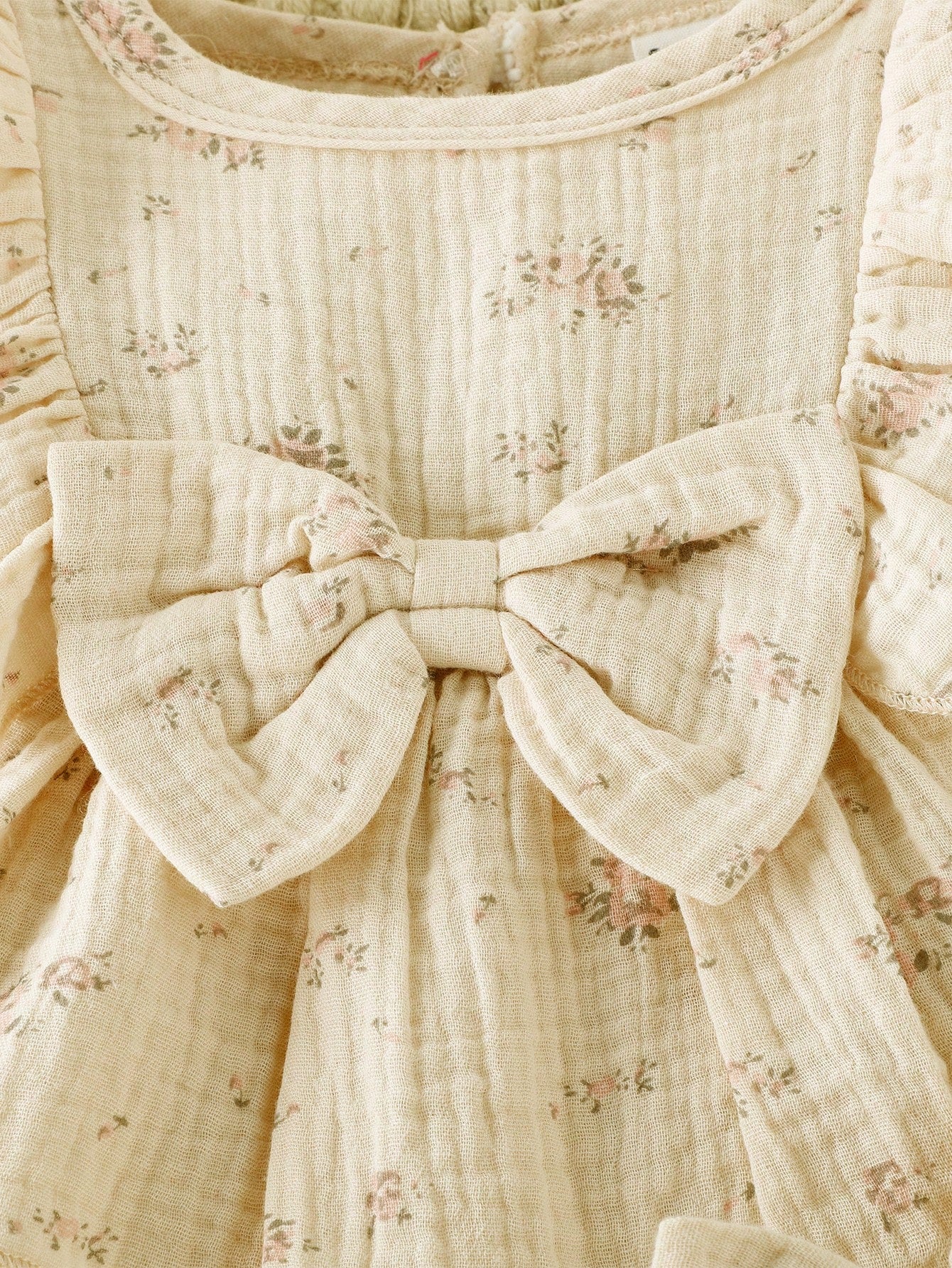 Vintaside Kids Baby Girl Ruffle Trim Bow Front Flounce Sleeve Bodysuit & Headband