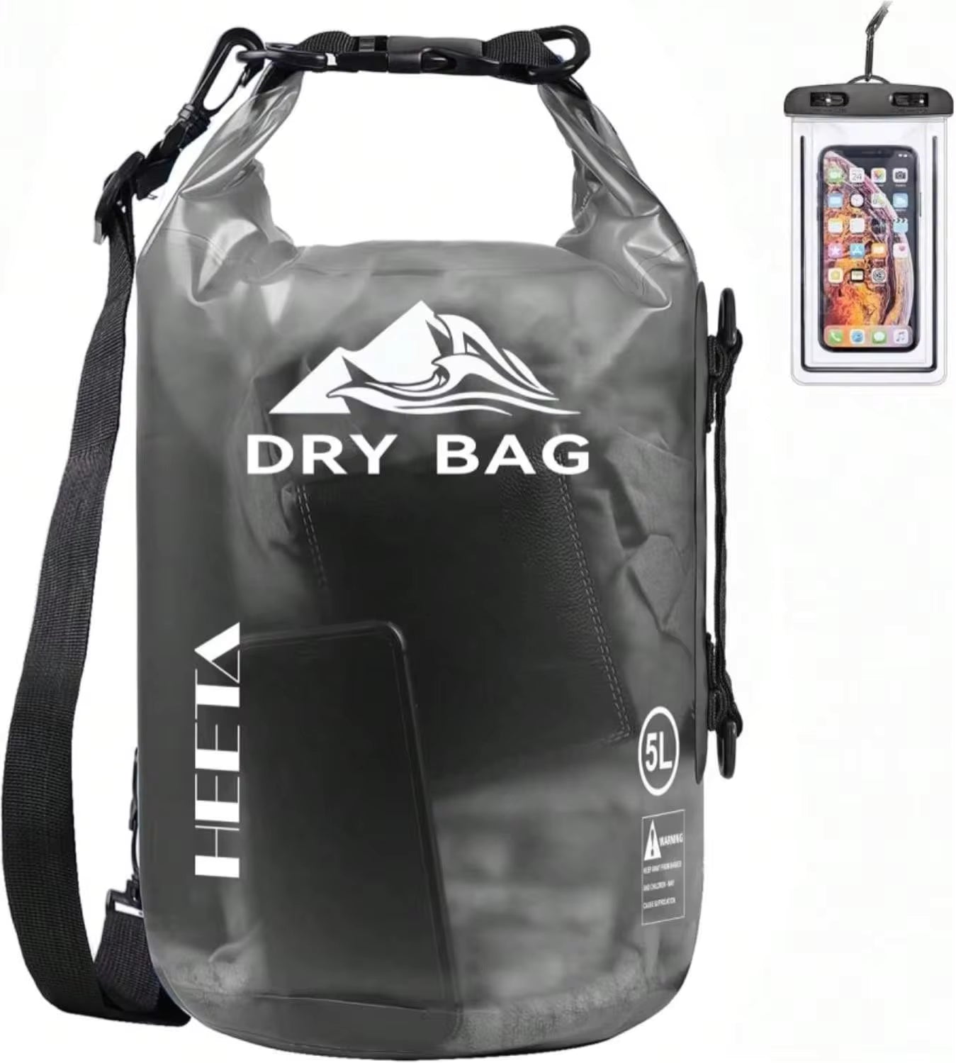 VZZNN Set Of 3 Waterproof Dry Bag- 20L Lightweight Dry Sack With Waterproof Waist Pouch &Amp; Phone Case, Dry Storage Bag Backpack For Kayaking, Beach, Surfing, Swimming And Beach,Green