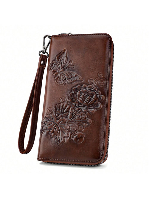 Wallet Women Large Capacity Clutch Purse Ultra Slim Womens Wallet RFID Blocking Long Ladies Wallet Rose