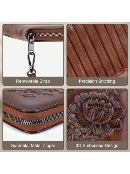 Wallet Women Large Capacity Clutch Purse Ultra Slim Womens Wallet RFID Blocking Long Ladies Wallet Rose