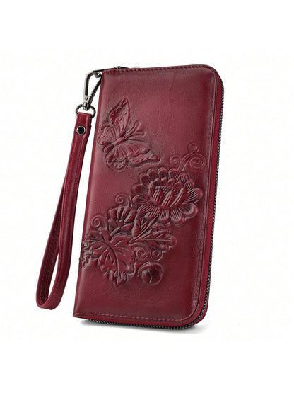Wallet Women Large Capacity Clutch Purse Ultra Slim Womens Wallet RFID Blocking Long Ladies Wallet Rose