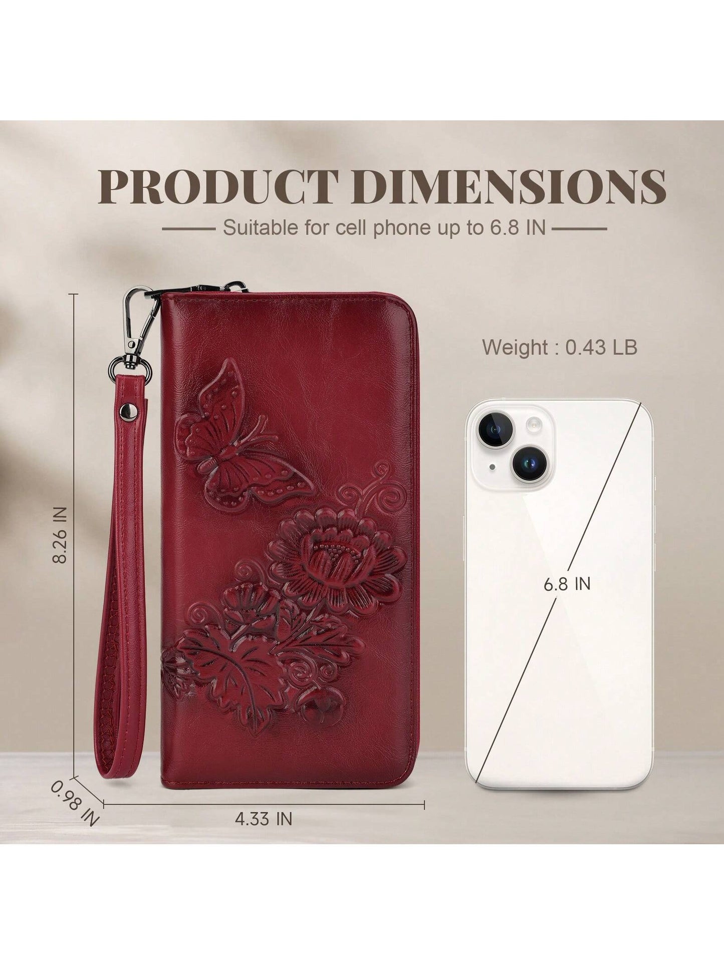 Wallet Women Large Capacity Clutch Purse Ultra Slim Womens Wallet RFID Blocking Long Ladies Wallet Rose