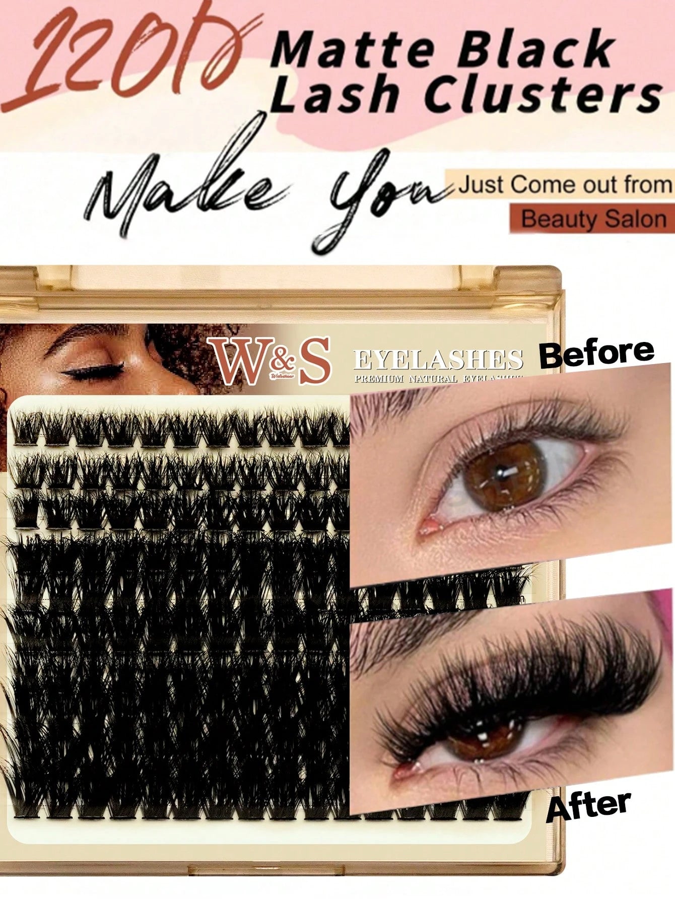 Waloshow Luxury Fluffy DIY Cluster Lashes- 10-18mm Mixed Length Eyelash Extensions 0.07mm Russian D Curl Voluminous And Reusable Dramatic Lashes Easy For Beginners- 10 Rows (50D/80D/100D/120D/200D V