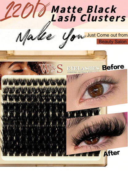 Waloshow Luxury Fluffy DIY Cluster Lashes- 10-18mm Mixed Length Eyelash Extensions 0.07mm Russian D Curl Voluminous And Reusable Dramatic Lashes Easy For Beginners- 10 Rows (50D/80D/100D/120D/200D V