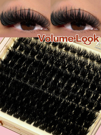 Waloshow Luxury Fluffy DIY Cluster Lashes- 10-18mm Mixed Length Eyelash Extensions 0.07mm Russian D Curl Voluminous And Reusable Dramatic Lashes Easy For Beginners- 10 Rows (50D/80D/100D/120D/200D V
