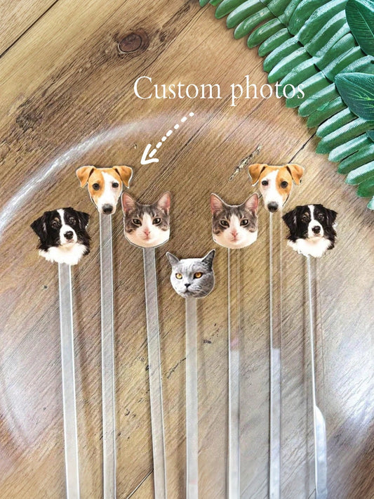 Wedding Pet Stir Sticks| Double-Sided Dog Stir Sticks| Acrylic Cocktail Stir Sticks| Wedding Stir Sticks| Stir Sticks| Reusable/Customizable Photo