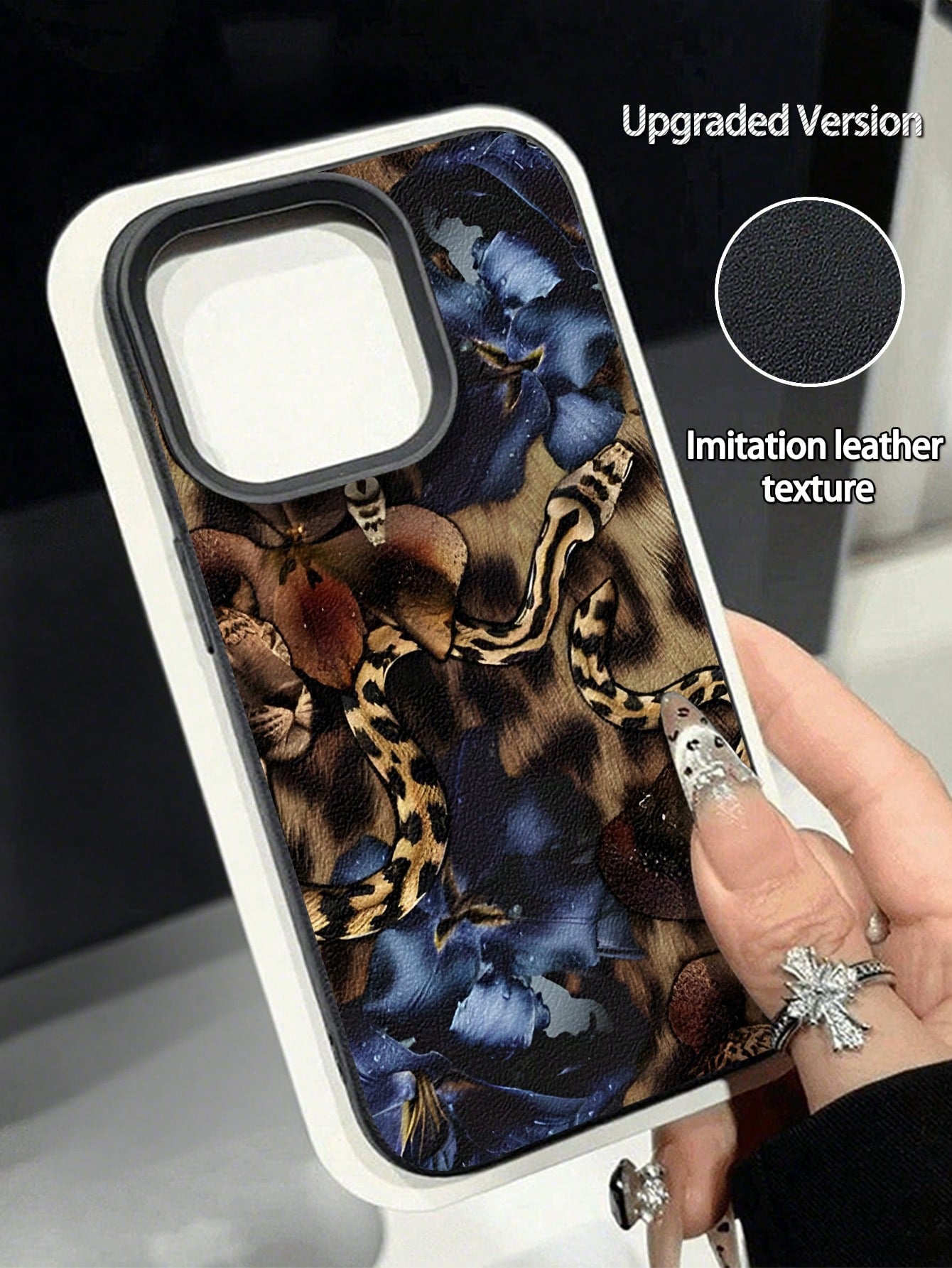 WeiMi 1pc Elegant Floral & Animal Print Waterproof, Anti-Fall, Anti-Slip Soft Leather Texture Phone Case, Compatible With Apple, Phones
