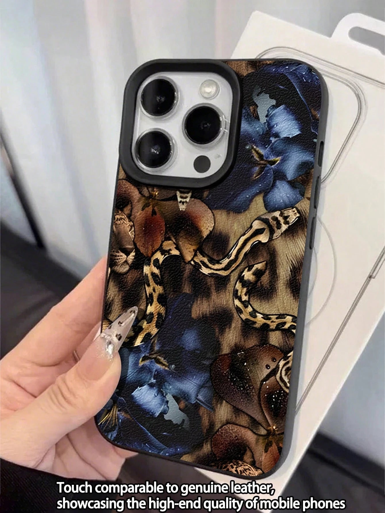 WeiMi 1pc Elegant Floral & Animal Print Waterproof, Anti-Fall, Anti-Slip Soft Leather Texture Phone Case, Compatible With Apple, Phones