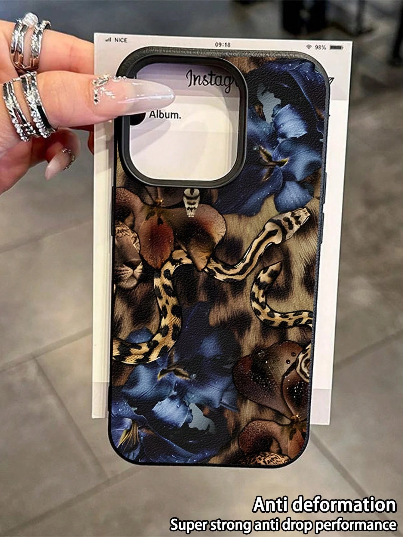 WeiMi 1pc Elegant Floral & Animal Print Waterproof, Anti-Fall, Anti-Slip Soft Leather Texture Phone Case, Compatible With Apple, Phones
