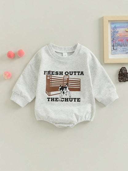 Western Baby Boy Girls Clothes Newborn Infant Cow Print Sweatshirt Romper Oversized Long Sleeve Bodysuit Fall Outfit