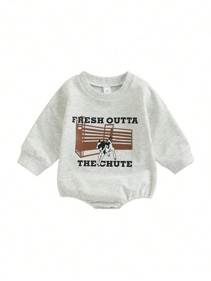 Western Baby Boy Girls Clothes Newborn Infant Cow Print Sweatshirt Romper Oversized Long Sleeve Bodysuit Fall Outfit